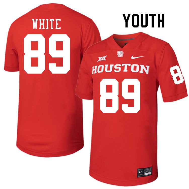 Youth #89 Kolby White Houston Cougars College Football Jerseys Stitched-Red